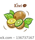 Kiwi vector illustration | Fresh and cute fruit pop art 136737167