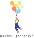 Flat illustration of a child flying on a balloon 136737497