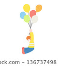 Flat illustration of a child flying on a balloon 136737498
