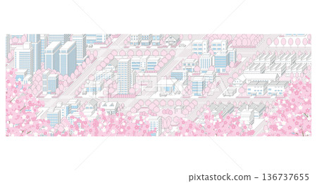 城市景觀的三維視圖。 城市景觀的三維視圖。 136737655