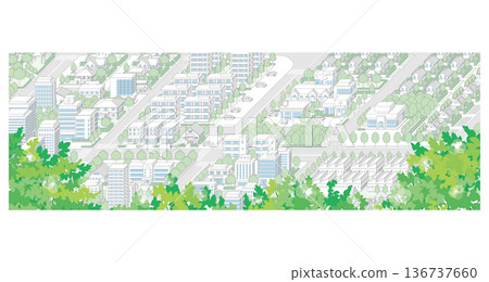 Three-dimensional view of the townscape. Cityscape. Three-dimensional view of the townscape. Cityscape. 136737660