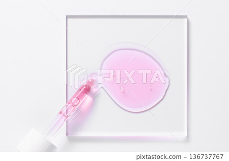 A skin serum or a moisturizing gel or a face wash gel. Cosmetic product. White background. 136737767