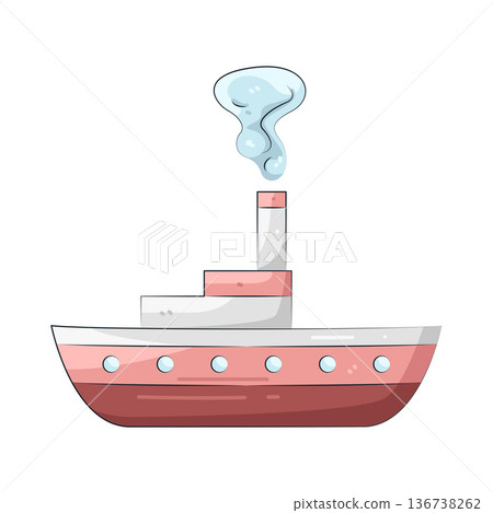 Illustration of steamboat  136738262