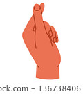 Human hand showing heart gesture. Korean finger heart saranghae. Romantic communication and connection concept. Sign language. Isolated vector illustration in cartoon style 136738406