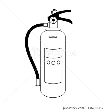 滅火器的簡單黑白線條圖 136738447