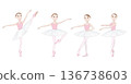 Cute ballerina illustration set_Variation rehearsal_Pointe_Tutu 136738603