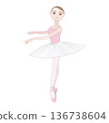 Cute ballerina illustration_Variation rehearsal_Pointe_Tutu 136738604