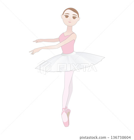 可愛的芭蕾舞者插畫_變奏排練_足尖鞋_芭蕾舞裙 136738604