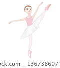 Cute ballerina illustration_Variation rehearsal_Pointe_Tutu 136738607