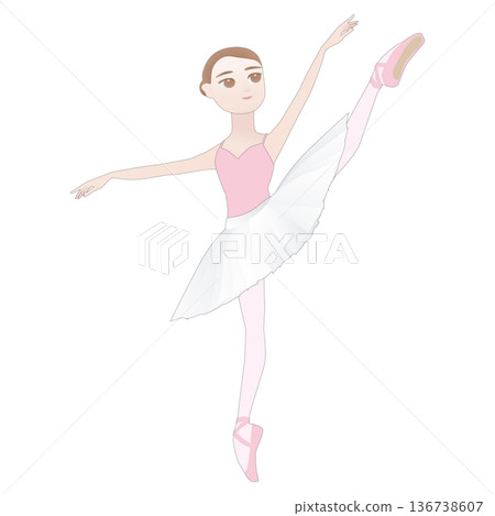 可愛的芭蕾舞者插畫_變奏排練_足尖鞋_芭蕾舞裙 136738607