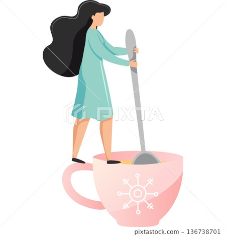 Woman preparing tea vector icon isolated on white 136738701