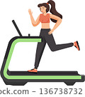 Woman training on treadmill vector icon isolated on white 136738732