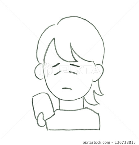 Illustration of a woman who is disappointed while using a smartphone Illustration of a woman who is disappointed while using a smartphone 136738813