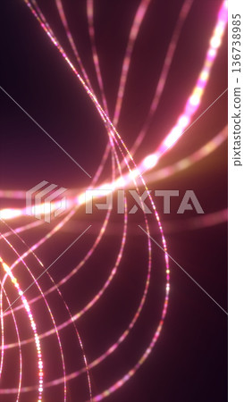 Delicate glowing pink strands of light curving smoothly in a warm abstract atmosphere Delicate glowing pink strands of light curving smoothly in a warm abstract atmosphere 136738985