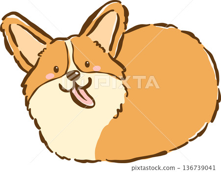 Cute Derp Corgi on Bread Loaf Shape Hand Drawn Cute Derp Corgi on Bread Loaf Shape Hand Drawn 136739041
