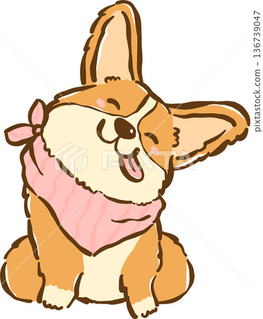 Cute Corgi Dog Wearing a Bandana, Bread Loaf Dog Cute Corgi Dog Wearing a Bandana, Bread Loaf Dog 136739047