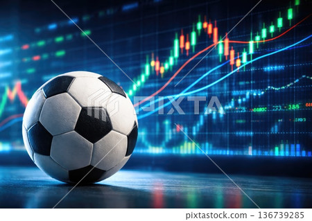 Soccer ball on futuristic digital financial chart background sports betting concept Soccer ball on futuristic digital financial chart background sports betting concept 136739285