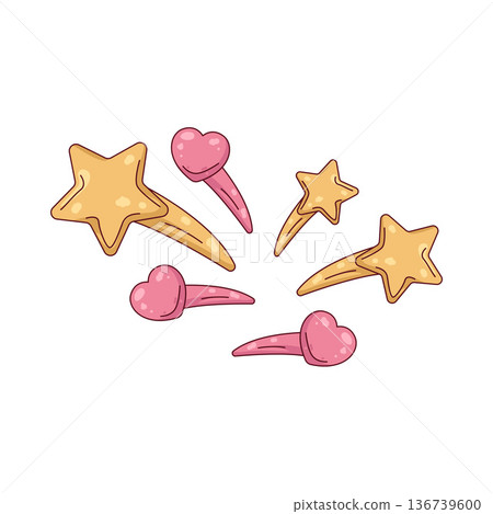 Illustration of shooting star and heart Illustration of shooting star and heart 136739600