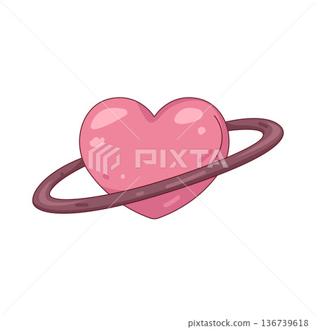 Illustration of heart planet 136739618