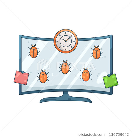 Illustration of Computer Infected with a Virus Illustration of Computer Infected with a Virus 136739642
