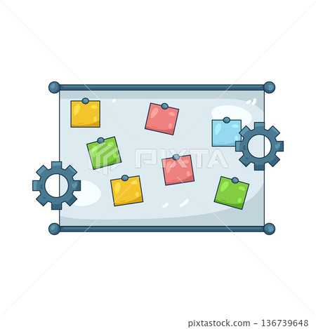 Illustration of notice board with sticky notes 136739648