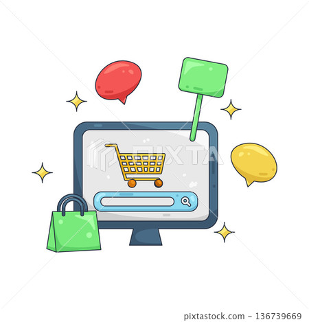 Illustration of online shop 136739669