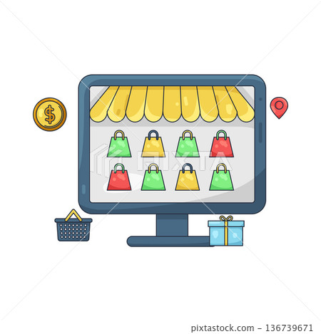 Illustration of online shop 136739671