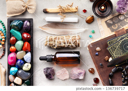 Witchcraft and Healing Kit with Crystals, Tarot, and Ritual Tools 136739717