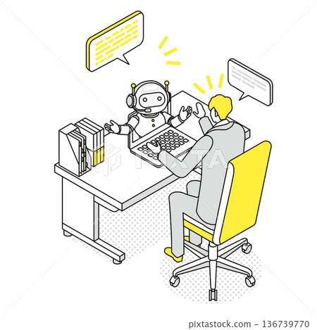 Isometric_Man receiving job interview online Isometric_Man receiving job interview online 136739770