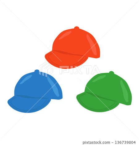紅色、藍色和綠色帽子插圖集 136739804