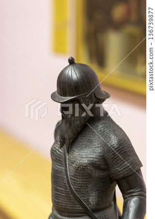 02.02.2026 - Minsk, Belarus - iron figurine by Parmen Zabello on display of the museum titled Ermak , depicting the Cossack ataman who led the Russian conquest of Siberia. 136739877