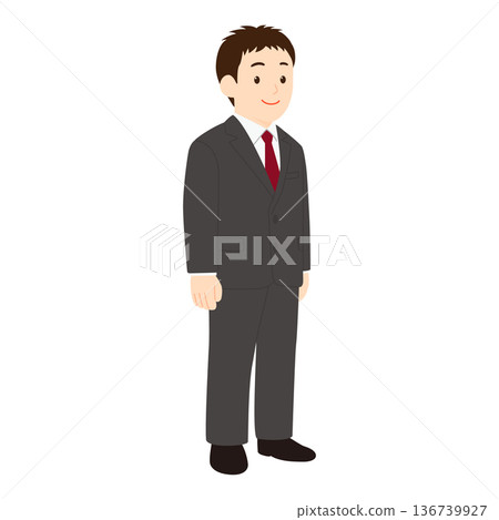 身穿西裝的年輕男子，全身照 136739927