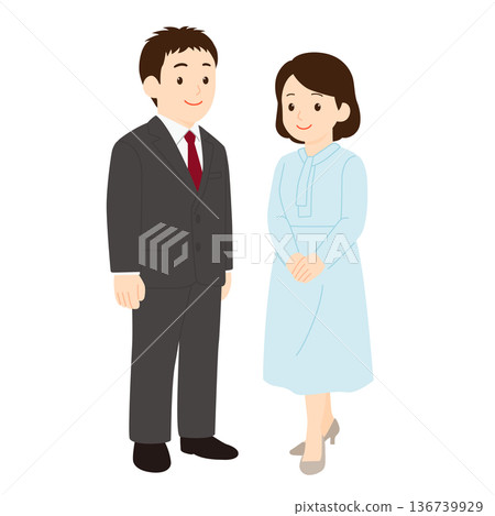 正式場合男女全身像插圖 136739929