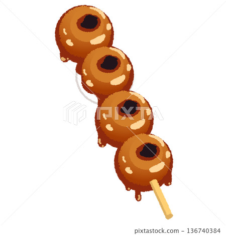 Illustration of Mitarashi dumpling 136740384