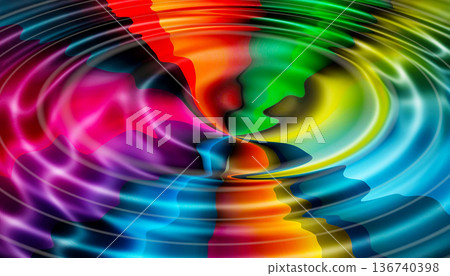 Bright abstract colorful liquid background, circles from a drop on multicolor water Bright abstract colorful liquid background, circles from a drop on multicolor water 136740398