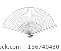 Folding fan line drawing material 136740430