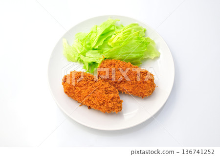 Crab cream croquette served on a plate Crab cream croquette served on a plate 136741252