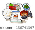 Sashimi set meal 136741397