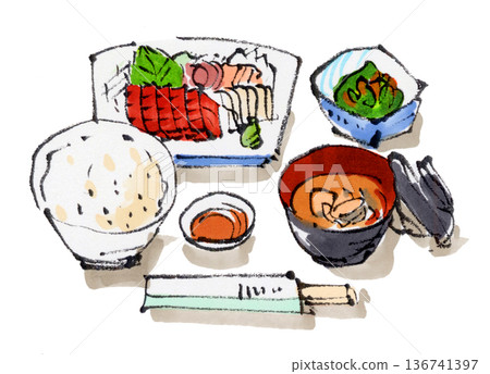 Sashimi set meal 136741397