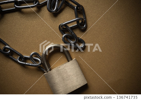 Padlock and chain Padlock and chain 136741735