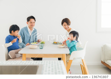 Family eating at the dining table Family eating at the dining table 136741807