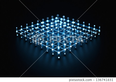 abstract 3d shape of lines and dots 136741831