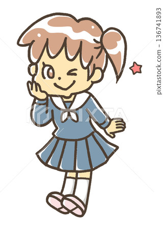 一名身穿水手服的學生 一名身穿水手服的學生 136741893