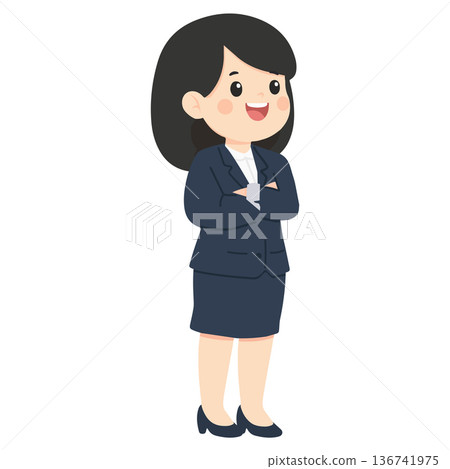 Confident Female Teacher Standing With Crossed Arms Confident Female Teacher Standing With Crossed Arms 136741975