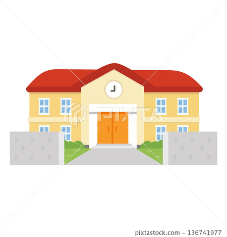 Illustration of a School Building Entrance Illustration of a School Building Entrance 136741977