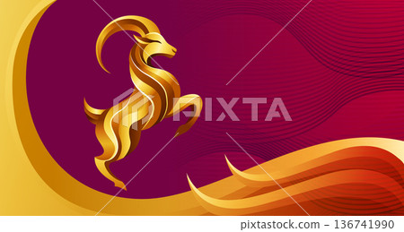 Elegant Chinese zodiac goat banner for New Year celebration, Chinese New Year banner design with Elegant zodiac goat for 2027 Elegant Chinese zodiac goat banner for New Year celebration, Chinese New Year banner design with Elegant zodiac goat for 2027 136741990
