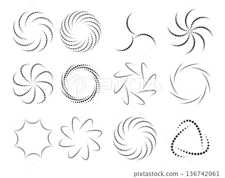 Dotted Spiral Symbol Set with Abstract Circular Swirl Shapes Halftone Geometric Elements EPS Vector Collection Dotted Spiral Symbol Set with Abstract Circular Swirl Shapes Halftone Geometric Elements EPS Vector Collection 136742061