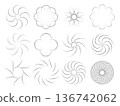 Decorative Dotted Flower Circle Set with Radial Spiral Geometric Round Shapes Abstract EPS Vector Design Elements 136742062