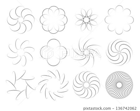 Decorative Dotted Flower Circle Set with Radial Spiral Geometric Round Shapes Abstract EPS Vector Design Elements Decorative Dotted Flower Circle Set with Radial Spiral Geometric Round Shapes Abstract EPS Vector Design Elements 136742062