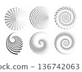 Abstract Radial Halftone Circle Burst Set with Dotted Spiral Lines Geometric Rotation Shapes EPS Vector Collection 136742063